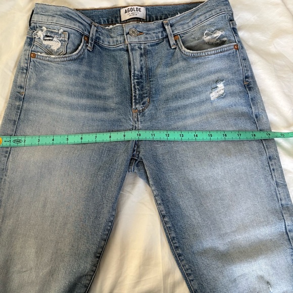 Agolde Light Blue Distressed Skinny Jeans Sophie Cropped Denim - Picture 15 of 16